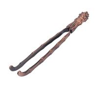 Tea Bag Squeezer, Metal Tea Bag Clips, Portable Tableware Tweezers Handy Kitchen Straight Tongs, Strainer Holder Handle, Metal Kitchen Bar Tools (Purple Bronze)