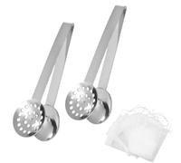 Tea Bag Squeezer, Teabag Squeezer Tool Set with 2 Round Squeezers and 100 Filter Bags, Efficient Tea Brewing Accessory for Home and Kitchen Use, for Daily Tea Preparation