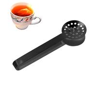 Tea Bag Squeezer Tongs, Teabag Squeezer Spoon Stainless Steel Teabag Strainer Dispenser Gripper Picker Accessories Kitchen Tools Gadgets for Tea Drinkers Gifts Supplies(Black)
