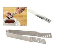 Tea Bag Squeezer Wide Metal Tongs Holder Strainer Coal Gripper ICE Grabber