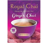 Tea Bags & Drinks with Royal Chai Ginger Chai Sweetened (10 Cups) 200g - 1 Pack | Just Add Hot Water, Premium Instant Tea, A Comforting Blend of Warming Spices & A Creamy Texture Infused.