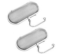 Tea Ball, 2 Pcs Tea Filter, Floating Stainless Steel Mesh Tea Infuser Oval Loose Leaf Tea Steeper Soups Oil Spice Herb Tea Strainer Holders Filter for Kitchen Cooking Office Home Supplies, Silver