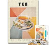 Tea Bauhaus Teatime Kitchen Wooden Puzzle, Picture Jigsaw, 1000 Pieces | Border-first building - focused tabletop leisure at home.