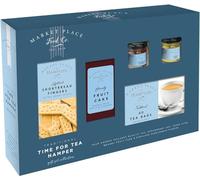 Tea & Biscuits Gift Set - Traditional Time For Tea Gift Hamper with Strawberry Jam, Lemon Curd, Brandy Fruit Cake & more 300g with Topline Card. Christmas Hamper Gifts for Couples & Stocking Fillers