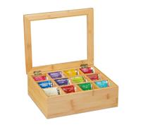 Tea box 12 Compartments Natural Material Tea Chest Bamboo Storage Box Natural