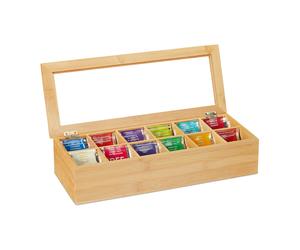Tea box 12 Compartments Natural Material Tea Chest Bamboo Storage Box Natural