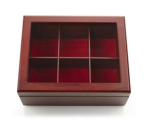 Tea Box - Luxury Wooden Tea Storage Chest from Apace Living Premier Collection - 6 Adjustable Compartment Tea Bags Organizer Container - Elegantly Handmade w/Scratch Resistant Window