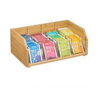 Tea Box Storage Teabag Holder Tin Container 4 Compartments Organiser Bamboo