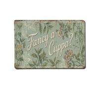Tea Break Fancy A Cuppa Carnival Vintage Metal Tin Sign