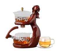 Tea Brewing Tool - Semi Automatic Set, Glass Infuser Cup, Home Serving with Lid | Practical Beverage Accessory for Adults, Lazy Drinkers, Afternoon Tea, Relaxation, Easy Brewing, Portable Convenient