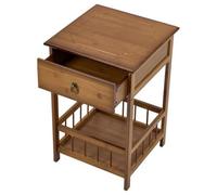 Tea Brown Bamboo Bedside Cabinet Nightstand Side Table W/ 1 Drawer Storage Shelf