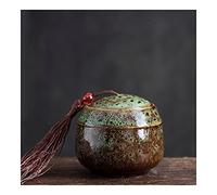 Tea caddy 1pc Ceramic Portable Travel Kiln Becomes Small Tea Pot Retro Home Storage Irrigation Moisture-proof Hand Mini Tea Storage Box (Color : Green)