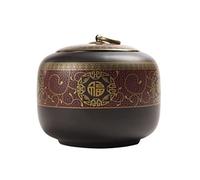 tea caddy Chinese Retro Style Decor Porcelain Tea Canister Vintage Chinese Style Ceramic Loose Tea Container Sugar Candy Container Ginger Jar Coffee Bean Tins for Home Decor, Brown(Red,Small)