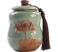 Tea Caddy Personalized Fashion Ceramic Tea Caddy Sealed Earthenware Pot Household Daily Use for Coffee Tea (Color : A, Size : 10.5x15cm)