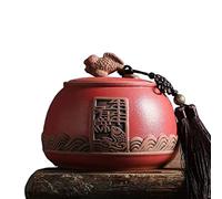tea caddy Retro Rough Pottery Loose Tea Tin Tea Storage Tea Caddy Tea Canister Tea Storage Container Tins Jar with Airtight Lid and Lucky Goldfish Tassel Decoration, Can Keep Bulk Tea Tidy and Fresh c