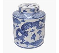 Tea Caddy/Storage Jar - Chinese Blue Dragon Pattern - 20cm Tall