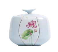 Tea Can Celadon Bulk Tea Storage Container Jar Ceramic Sealed Jar Kitchen Seasoning Storage Jar Chinese Retro Single Jar Storage Container(C)