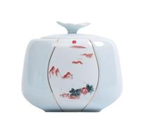 Tea Can Celadon Bulk Tea Storage Container Jar Ceramic Sealed Jar Kitchen Seasoning Storage Jar Chinese Retro Single Jar Storage Container(D)