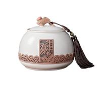 Tea Can Stoneware Loose Tea Storage Container Jar Ceramic Sealed Jar Kitchen Tea Jar with Lid Retro Chinese Tea Set Single Jar Storage Container(B)