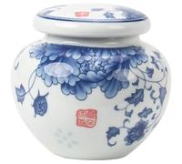 Tea Can Vintage Blue and White Porcelain Bulk Tea Storage Container Jar Ceramic Small Sealed Jar Kitchen Spice Storage Jar Storage Container(A)