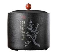 Tea canister,ceramic canister, Ceramic Bulk Tea Storage Jar Black Pottery Sealed Stoneware Large Capacity Kitchen Food Canister(D)