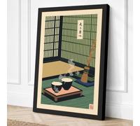 Tea Ceremony Interior Japandi Canvas Wall Art Print 18x12 Inch (46 x 30 cm)