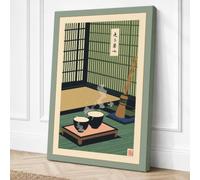 Tea Ceremony Interior Japandi Canvas Wall Art Print 24x16 Inch (61 x 41 cm)