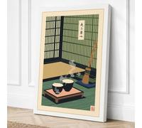 Tea Ceremony Interior Japandi Canvas Wall Art Print 30x20 Inch (76 x 51 cm)