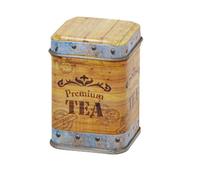 TEA CHEST Design - Retro/Vintage Style Square Tea Caddy/Kitchen Storage Tin - 8.5 x 6 x 6cm