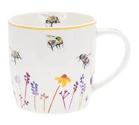 Tea Coffee Mug Beautiful White Flowers Water Color Busy Bees Design by Jennifer Rose Gallery Boxed