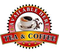 Tea & Coffee Sold Here Sticker - Catering Sign Window Cafe Restaurant Ice Cream (Medium A4)