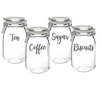 Tea, Coffee, Sugar, Biscuits - Vinyl Sticker Decal Labels for Jars Containers, Kitchen, Pantry, Cupboard Organisation (Small - 3cm Tall Capital Letter Height, Brown)
