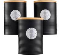 Tea Coffee Sugar Cannister 3pc Set Ribbed Kitchen Storage Bins Tins 10 Colours