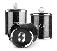 Tea Coffee Sugar Canisters Sugar Canisters Glass Crushed Diamond Reusable Crystal Filled Tea Coffee Set with Lid for Kitchen Home Present