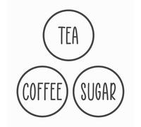 Tea Coffee Sugar Circle Modern Design Kitchen Jar Canister Labels Vinyl Stickers (Graphite Grey)