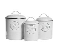 Tea Coffee Sugar Circle Modern Design Kitchen Jar Canister Labels Vinyl Stickers (Silver)