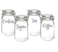 Tea, Coffee, Sugar, Cookies - Vinyl Sticker Decal Labels for Jars Containers, Kitchen, Pantry, Cupboard Organisation (Small - 3cm Tall Capital Letter Height, Brown)