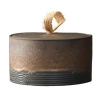 Tea Container Vintage Japanese Tea Canister 500ml Round Tea Tin with Handle Collectible Ceramic Multi-purpose Storage Canisters for Loose Tea Lemon Slice Hawthorn Tea Gift, Style2, Tea Organizer