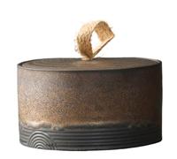 Tea Container Vintage Japanese Tea Canister 500ml Round Tin with Handle Collectible Ceramic Multi-Purpose Storage Canisters for Loose Lemon Slice Hawthorn Gift Style2