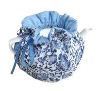 Tea Cozy, Cotton Vintage Floral Teapot Dust Cover Tea Cozies, Kitchen Home Decorative Tea Cosy with Insulation Pad for Housewife, Friend, Mom (Blue)