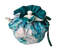 Tea Cozy, Cotton Vintage Floral Teapot Dust Cover Tea Cozies, Kitchen Home Decorative Tea Cosy with Insulation Pad for Housewife, Friend, Mom (Green)