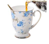 Tea Cup - 300 Ml Multi Colour Floral Cups | Bone China Mug | Coffee Mug | Fine Bone China Multi Colour Floral Cups | Wildflowers Meadow Drinking Vessel | Delicate Porcelain Classic Breakfast Cup