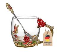 Tea cup butterfly flower cup coffee cup 330 ml heat-resistant set with spoon