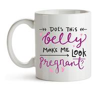 Tea Cup Does This Make Me Look Pregnant Travel Mug Milk 330ML | Ceramic Coffee Mug Large Ceramic Mug for New Home Kitchen Hot Cocoa