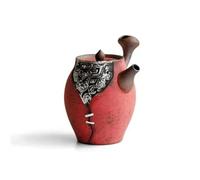 Tea Cup Sets 160ml Retro Rock Clay Teapot Japanese Powder Carmine Red Pot Tea Maker Kettle with Strainer Cha Accessories Afternoon Tea Set