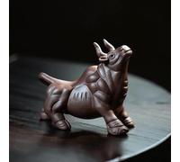 Tea Cup Sets Chinese Yixing Purple Clay Tea Pet Handmade Zodiac Lucky Cattle Figurine Desktop Ornaments Home Set Afternoon Tea Set(A)