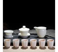 Tea Cup Sets Dehua Ceramic Cover Bowl Tea Sets Home High White Porcelain Teacup Teapot Kungfu Black Oolong Teaware Box Afternoon Tea Set(C)