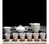 Tea Cup Sets Dehua Ceramic Cover Bowl Tea Sets Home High White Porcelain Teacup Teapot Kungfu Black Oolong Teaware Box Afternoon Tea Set(A)