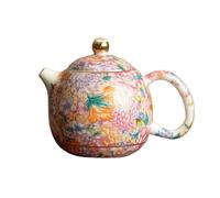 Tea Cup Sets Handmade Brewing Teapot Kung Fu Tea Set Home Owner Tasting Cups Enameled Ten Thousand Flowers Dragon Egg Pot Ceramic Afternoon Tea Set(Type-C)