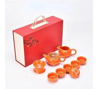 Tea Cup Sets Kung Fu Pot Home Office Ceremony Gifts Good Luck Tea Set Persimmon Afternoon Tea Set(Type-C)